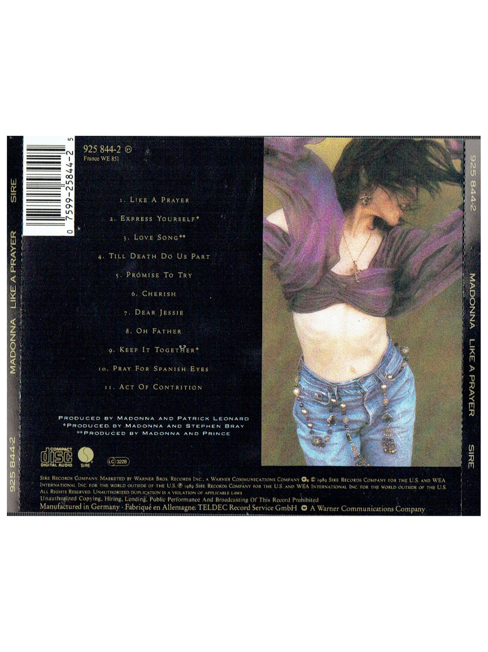 Prince – Madonna Like A Prayer CD Album EU Preloved: 1989