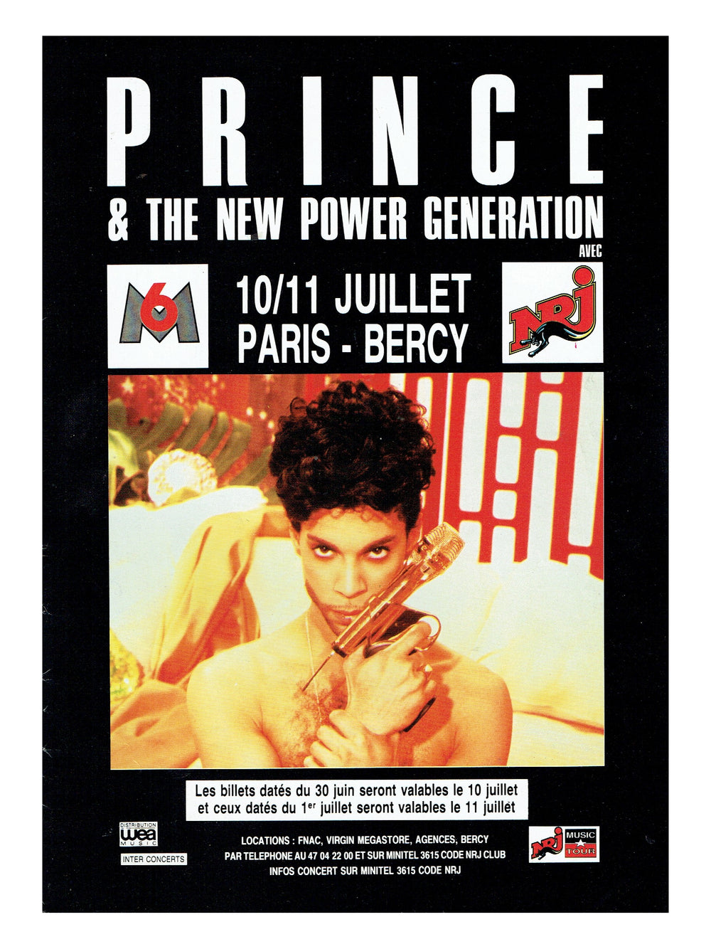 Prince – & The New Power Generation – Diamonds& Pearls Tour Paris Bercy July 10/11 Official Advert Preloved: 1992