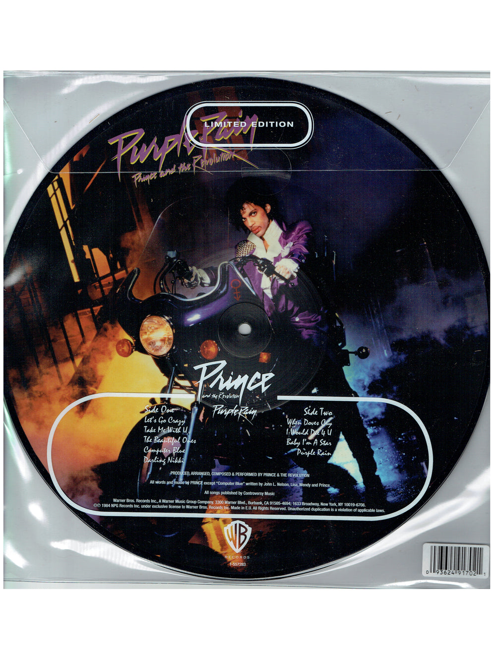 Prince & The Revolution Purple Rain Vinyl Picture Disc OLD WARNER LOGO
