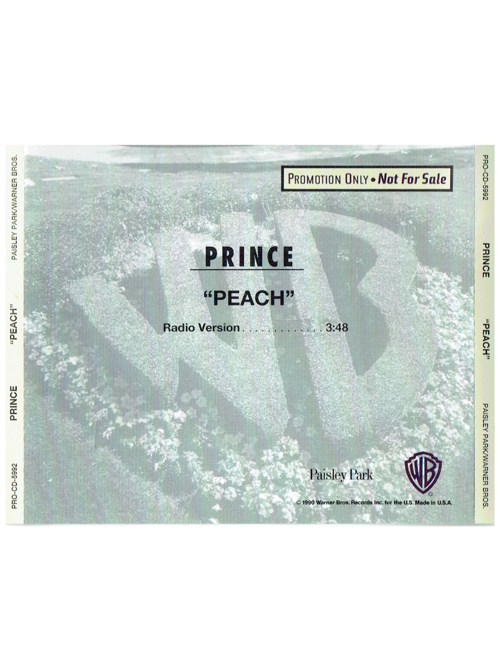 Prince – Peach Promotional Only CD Single 1 Track USA Release 1993