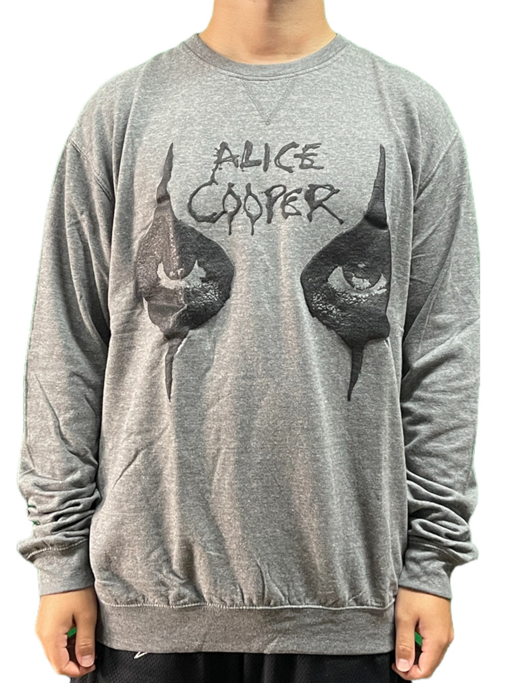 Alice Cooper Eyes Puff Print Fleece Sweater Long Sleeved Brand New