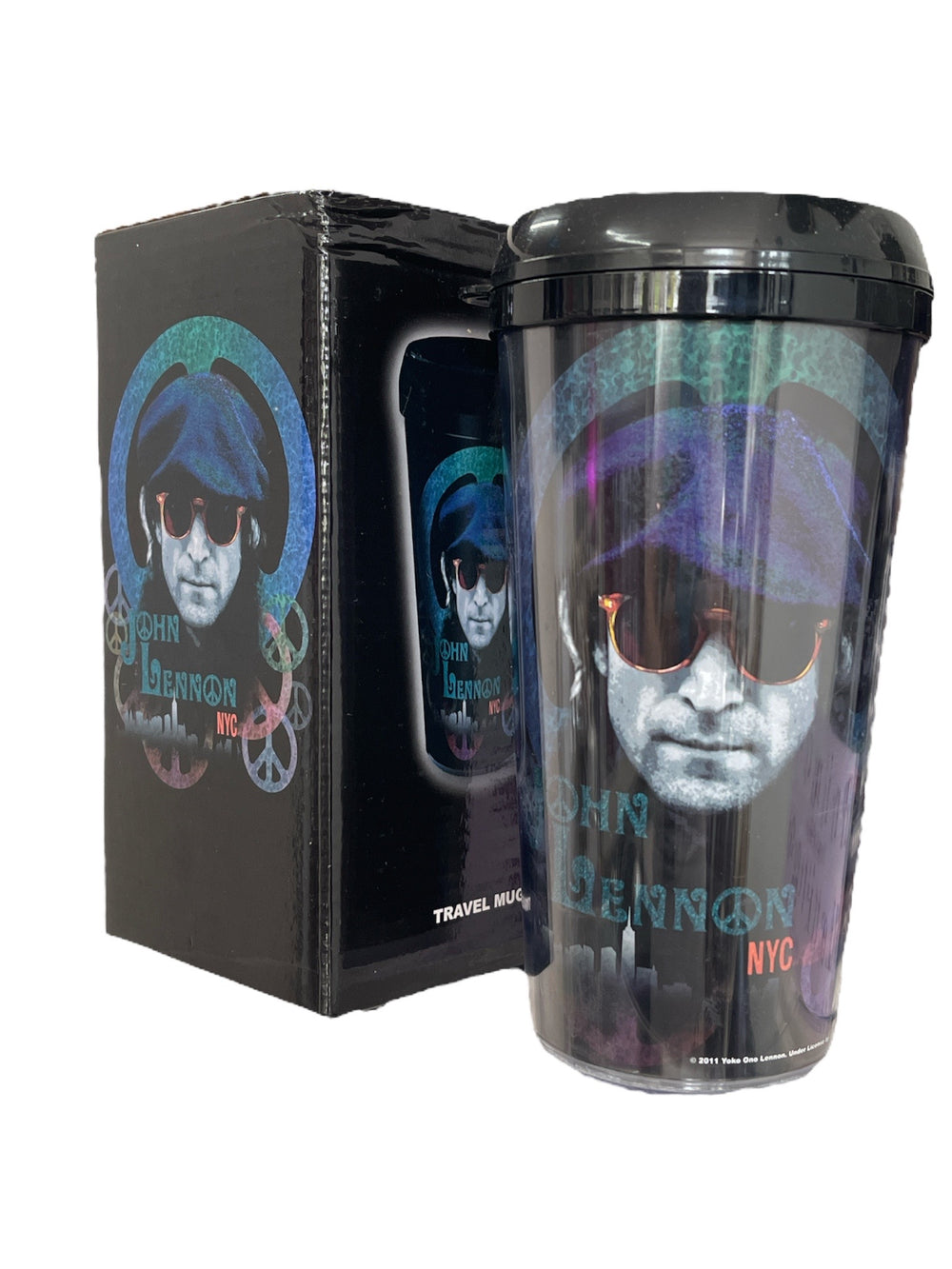 John Lennon Beatles The PEACE NYC The Beatles Plastic Travel Mug Boxed Official Brand New