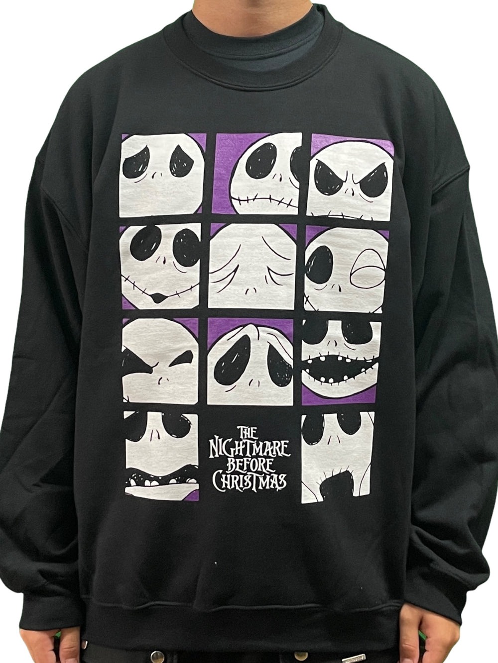 Nightmare Before Christmas Many Faces Fleece Sweater Long Sleeved Brand New