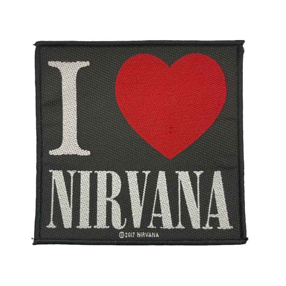 Nirvana Standard Patch: I Love Nirvana Official Woven Patch Brand New