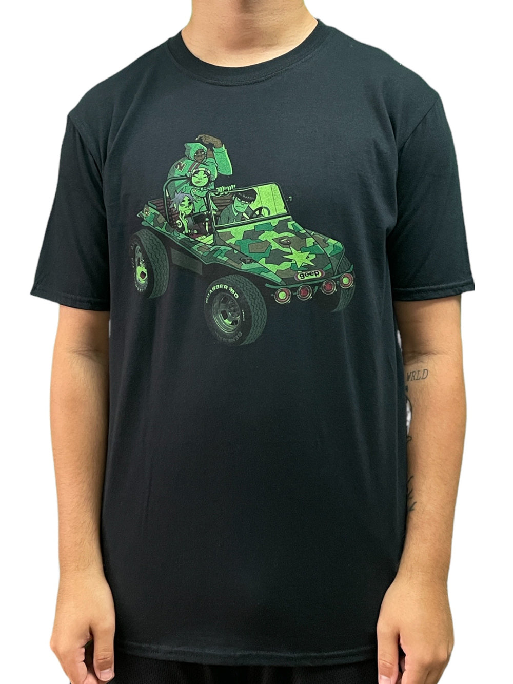 Gorillaz Group Green Jeep BLACK Unisex Official T Shirt Various Sizes