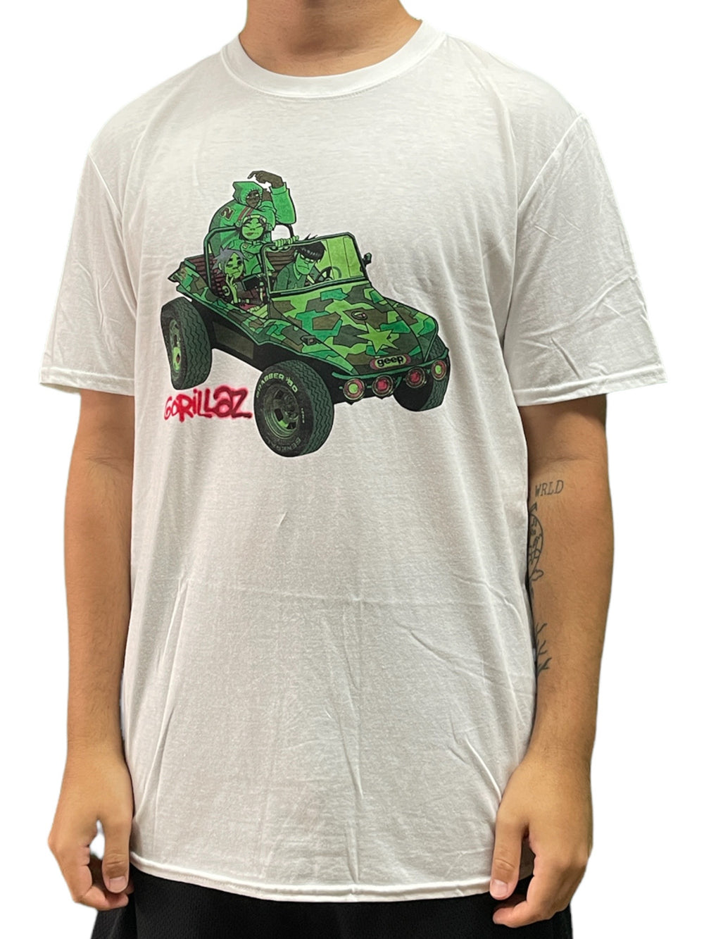 Gorillaz Green Jeep WHITE Unisex Official T Shirt Various Sizes