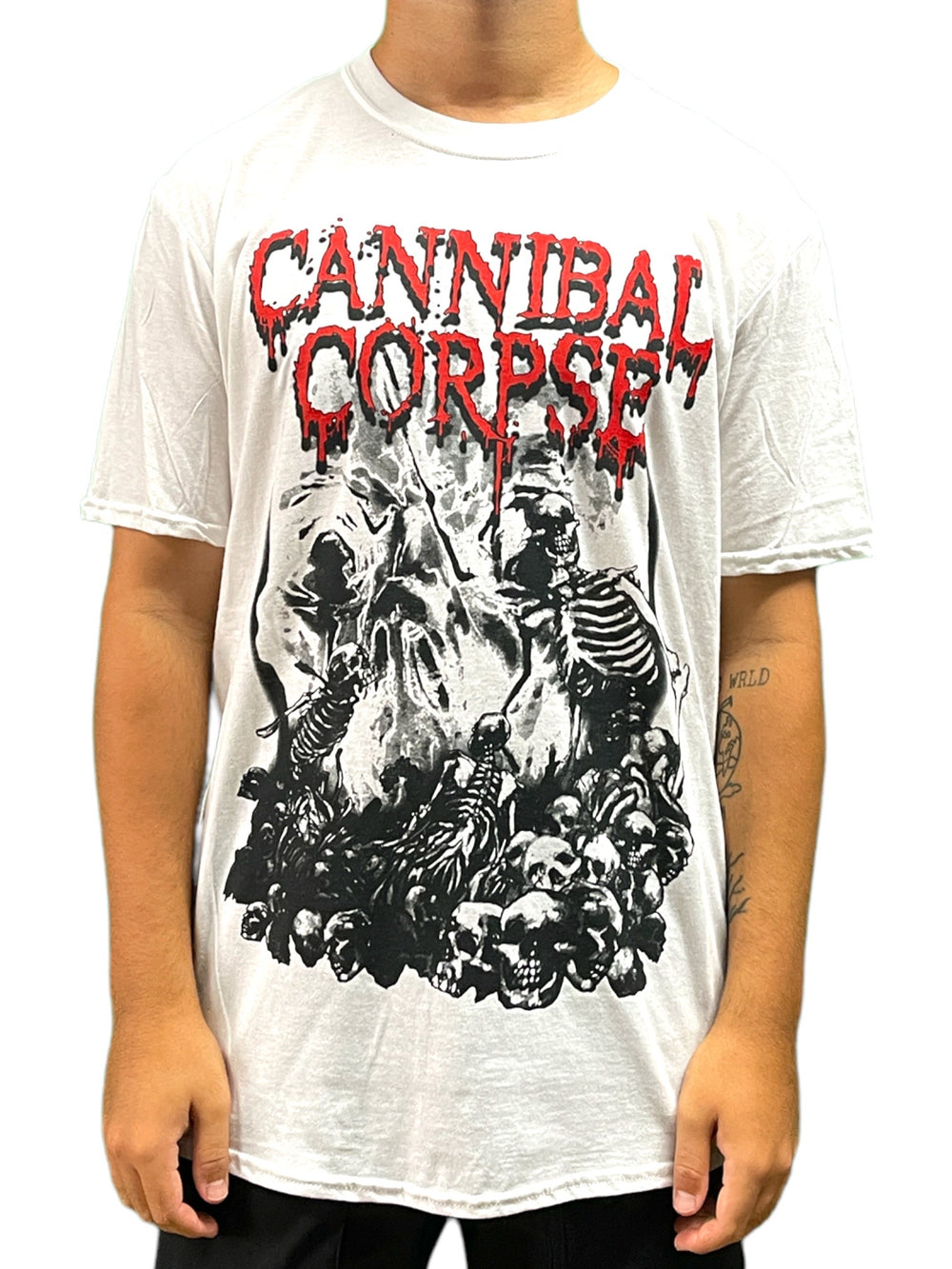 Cannibal Corpse Pile Of Skulls White Unisex Official T Shirt Brand New Various Sizes