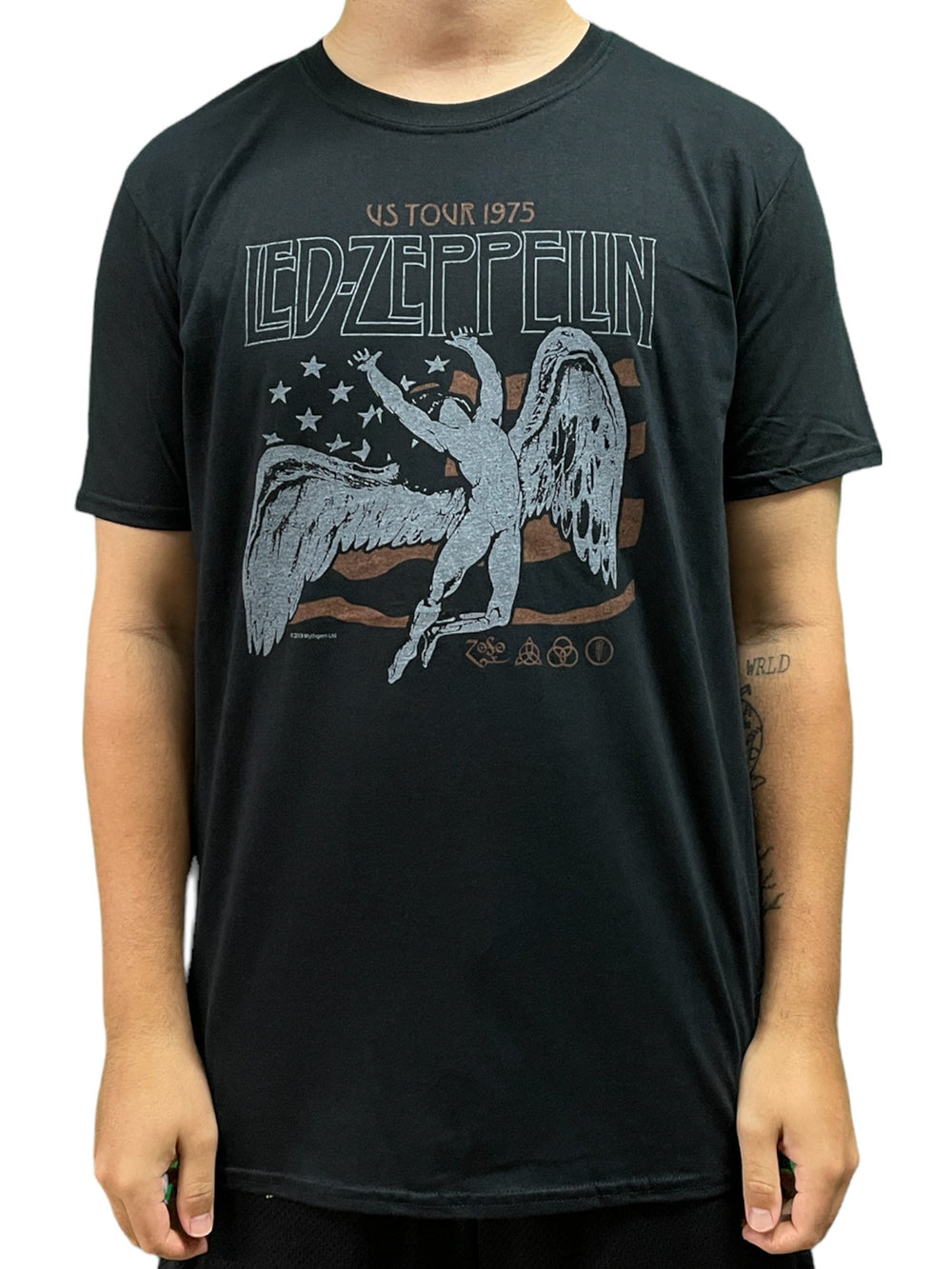 Led Zeppelin US 1975 Tour Flag Unisex Official T Shirt Various Sizes NEW