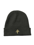 Prince Love Symbol Turn Up Beanie Hat Gold Thread Embroidery Official & Xclusive
