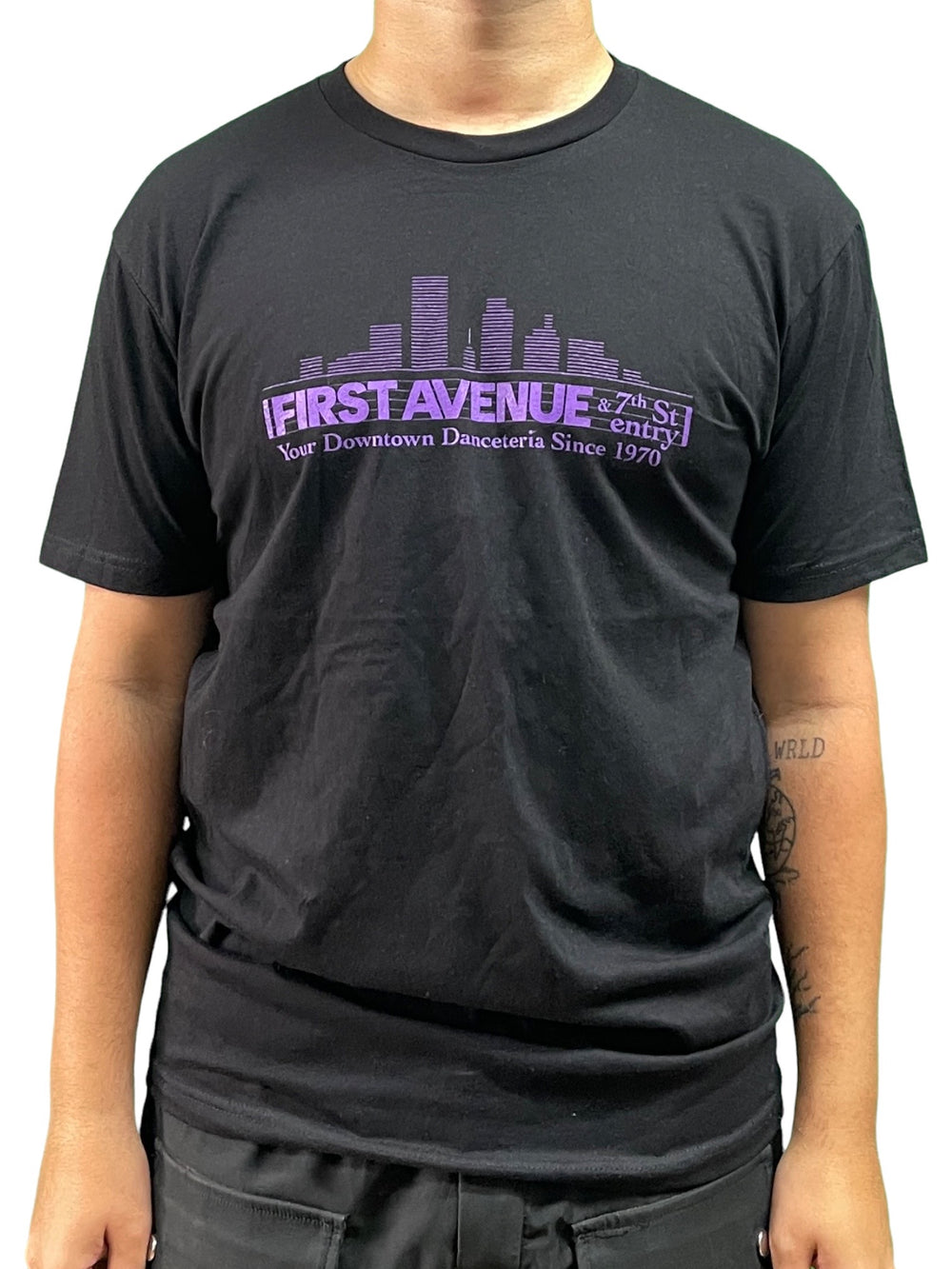 Prince – First Avenue Black With Purple Skyline Official Unisex T Shirt Various Sizes NEW