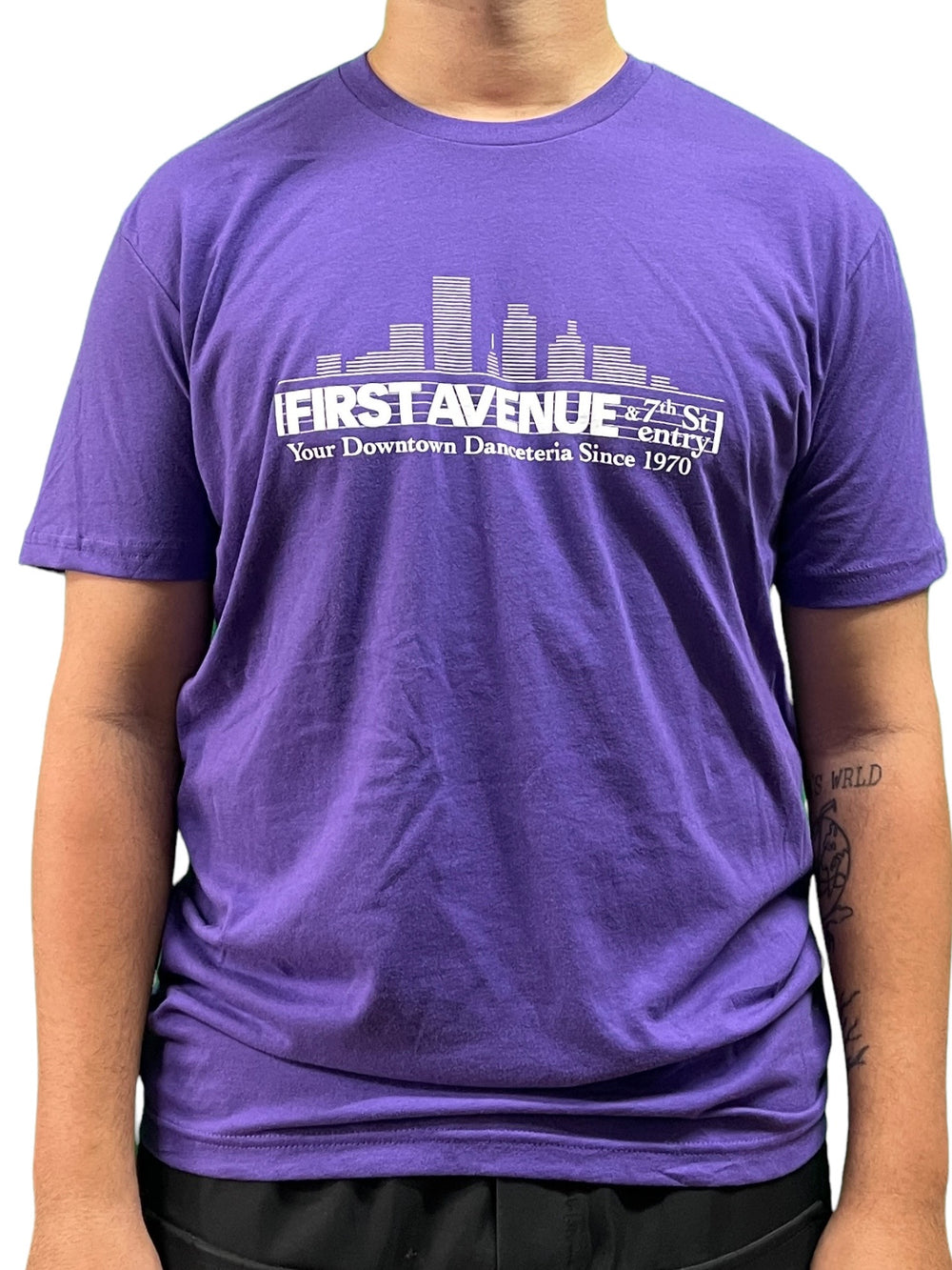 Prince – First Avenue Purple With White Skyline Official Unisex T Shirt Various Sizes NEW