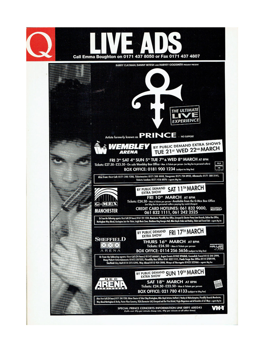 Prince Q Magazine 103 April 1995 2 Page Article + Full Page Advert