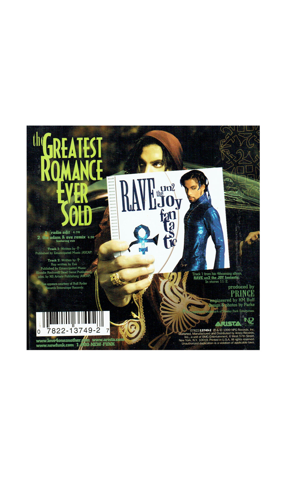 Prince – The Greatest Romance CD Single US Preloved: 1999