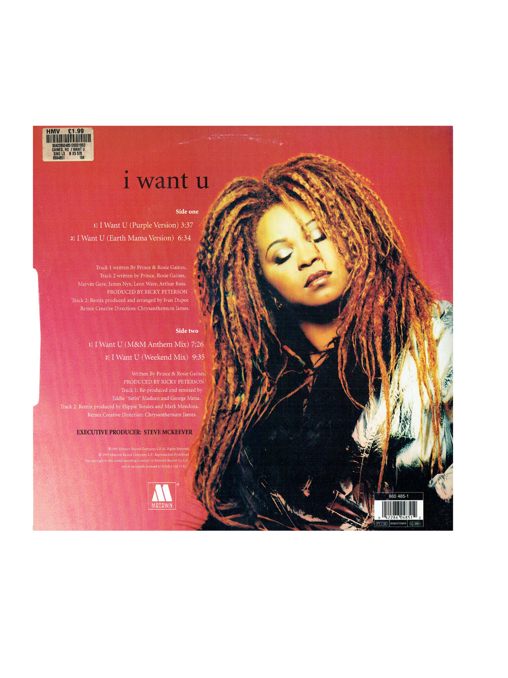 Prince – Rosie Gaines I Want U 12 Inch Vinyl Single EU Release Written By Prince  AS