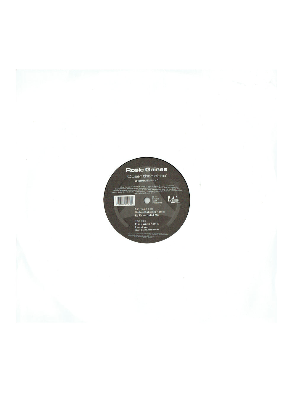 Rosie Gaines Closer Than Close Remix Edition 12 Inch Vinyl Prince
