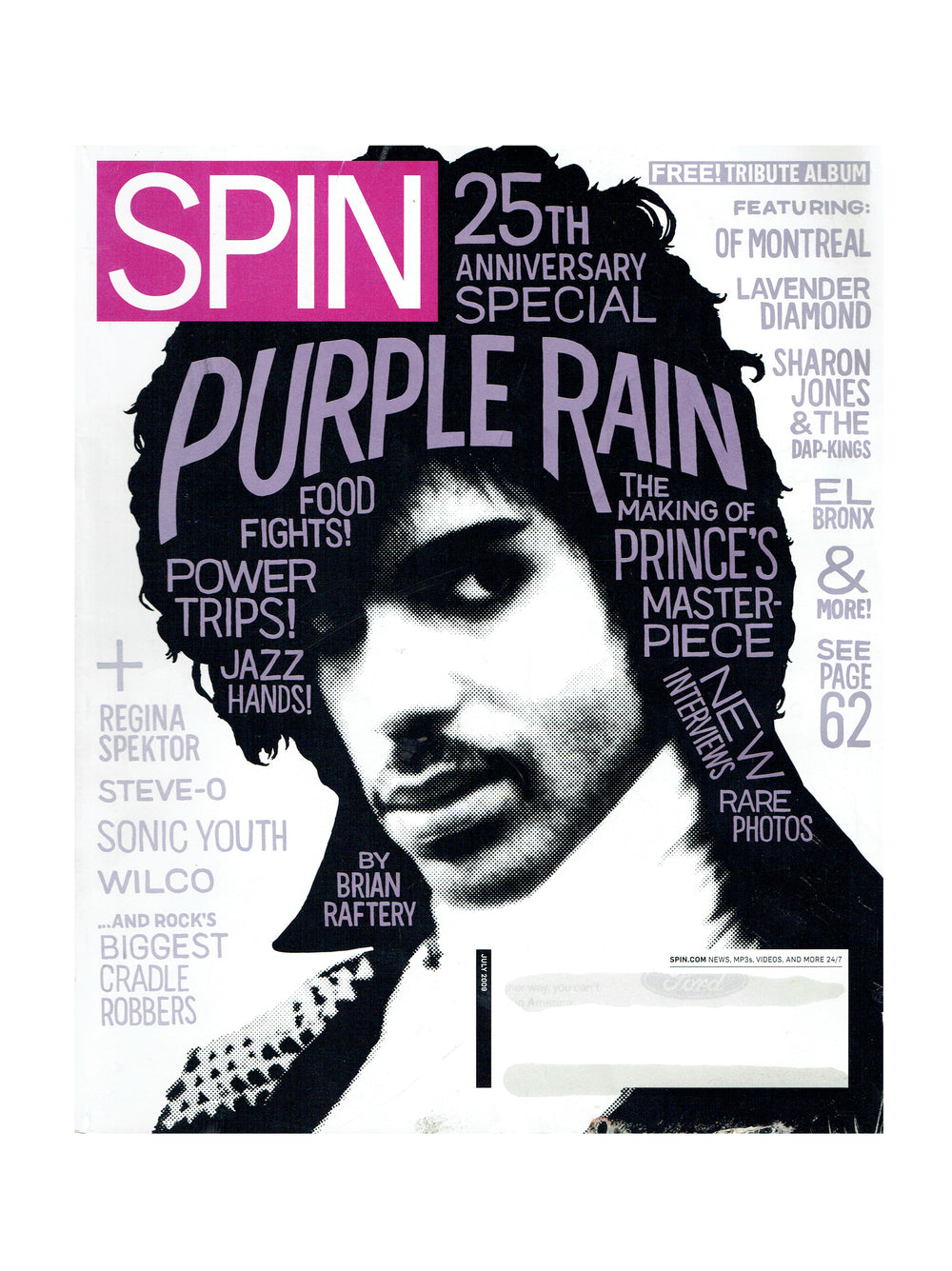 Spin Magazine July 2009 Prince Cover & 12 Page Article Purple Rain History