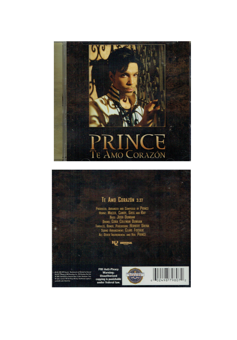 Prince – Te Amo Corazon CD Single Picture US Original 1 Track Preloved: 2005