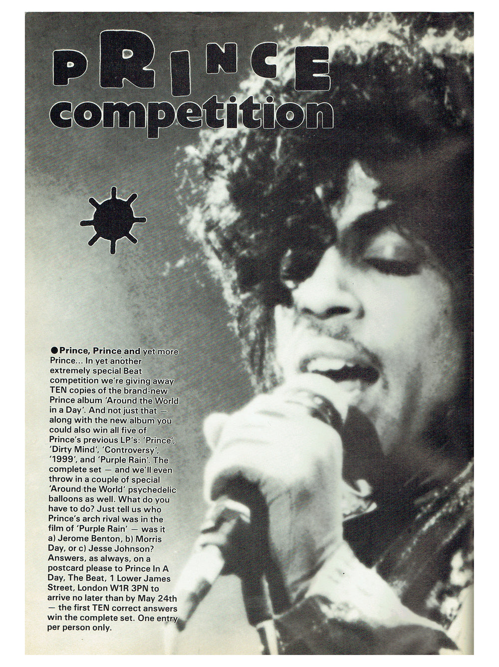 The Beat HMV Magazine No 8 Prince Cover & Competition & 2 Page Article 1985