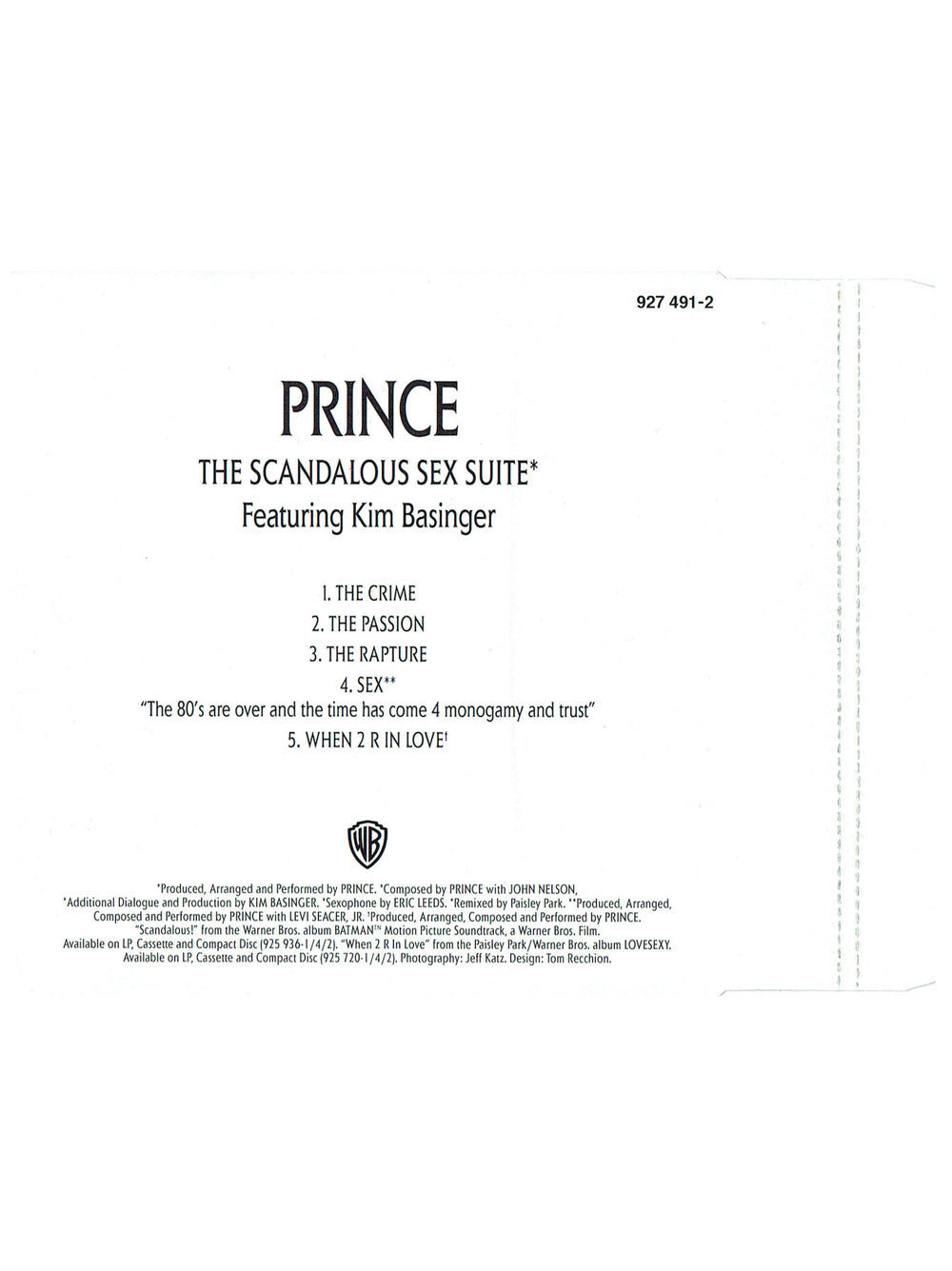 Prince Scandalous Sex Suite Original CD Maxi Single EU Release 1989 Original