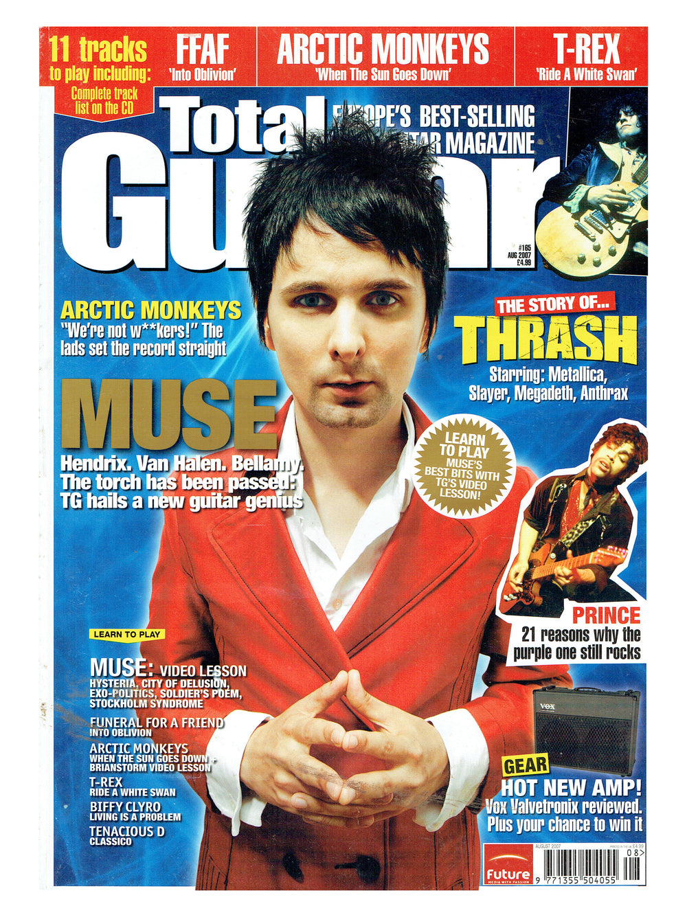 Total Guitar Magazine August 2007 Prince Cover Insert & 6 Page Article