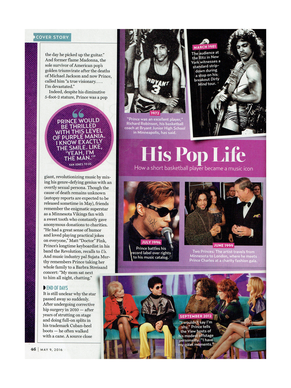 Prince US Weekly Magazine Commemorative May 9th 2016