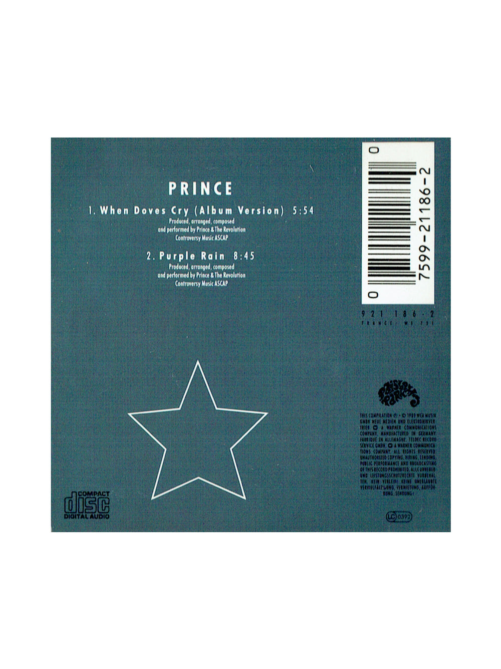 Prince When Doves Cry Purple Rain 3 Inch UK CD Single 1989 Original In Original Clam Pack SMS