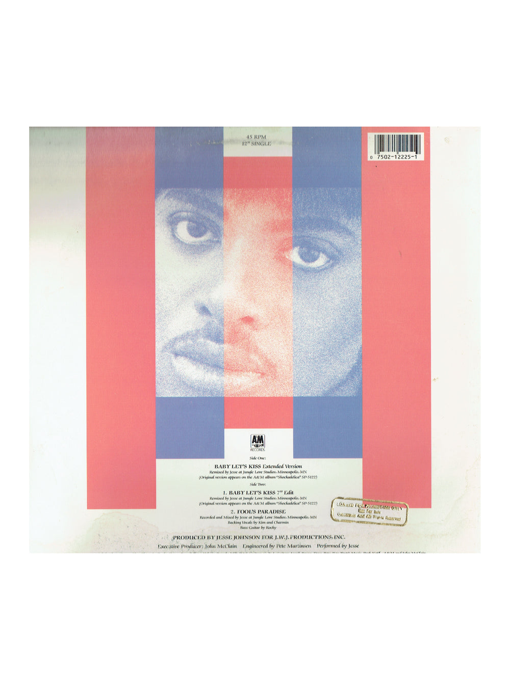Jesse Johnson Baby Let's Kiss 12 Inch Vinyl USA Original Release Gold Stamp Prince
