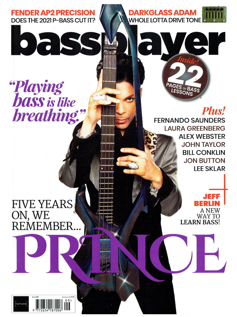 Prince – Bass Player Magazine UK Issue 409 Front Cover & 11 Pages