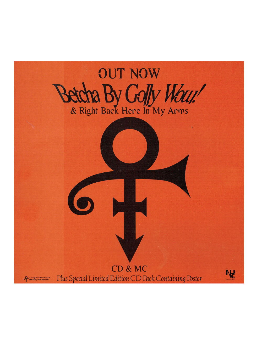 Prince – O(+> Betcha By Golly Wow! Instore Promotional Display 12 x 12 Prince AS NEW O(+>