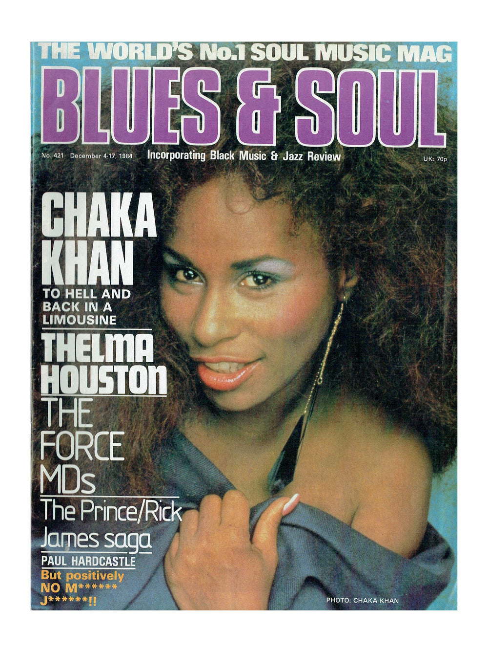 Prince –  Chaka Khan Blues & Soul Magazine December 1984 Chaka Khan Cover Prince Rick Saga
