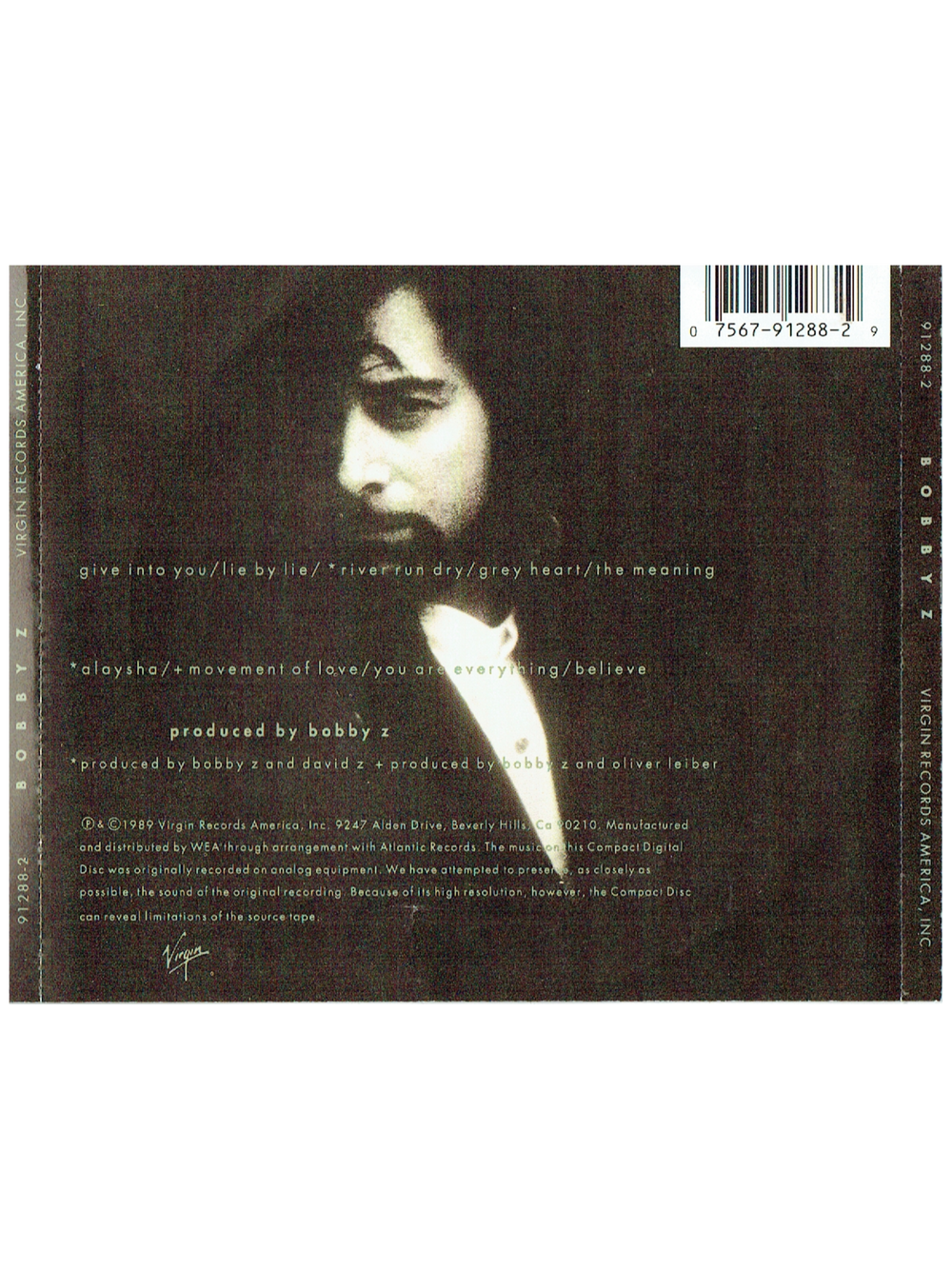 Prince – Bobby Z Self Titled Compact Disc Album 1989 USA Release Prince