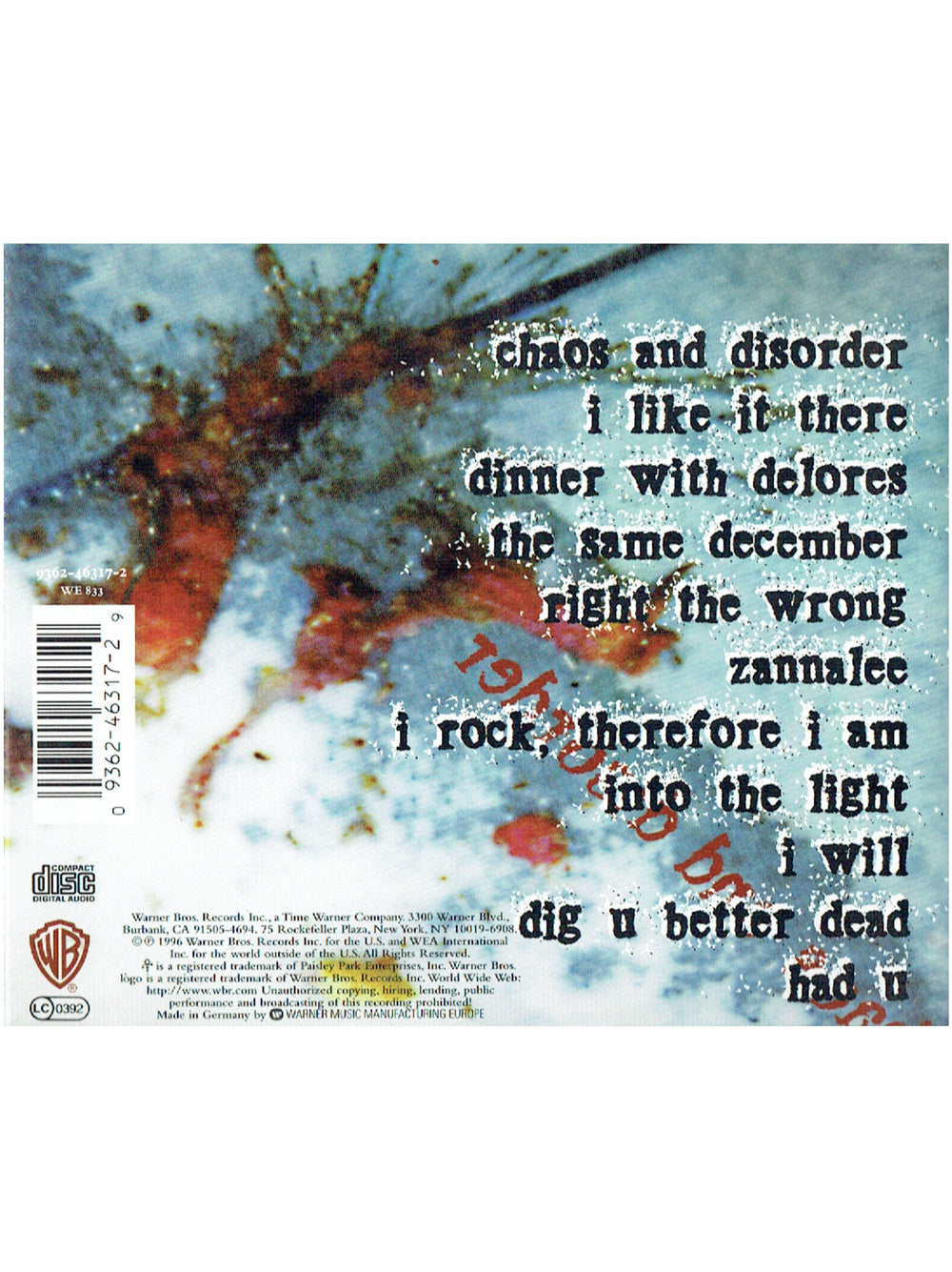 Prince – O(+> Chaos And Disorder CD Album Europe Hype Sticker Preloved: 1996