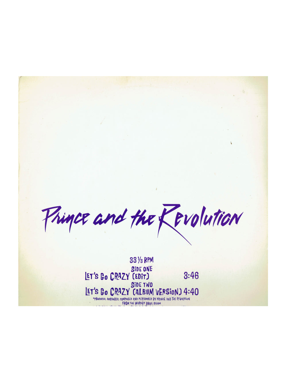 Prince – & The Revolution Let's Co Crazy 12 Inch Vinyl USA Radio Promotional Release