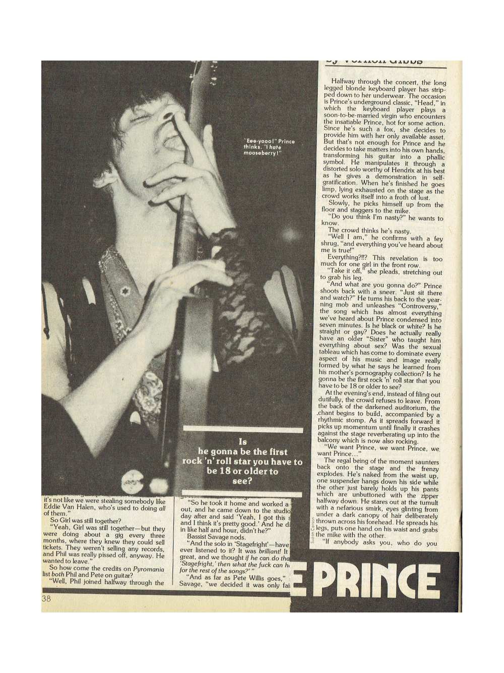 Prince Cream Magazine May 1983 Prince Cover & 3 Page Article