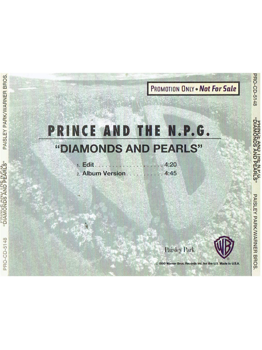 Prince – & The New Power Generation - Diamonds & Pearls CD, Single Promo US Preloved: 1991