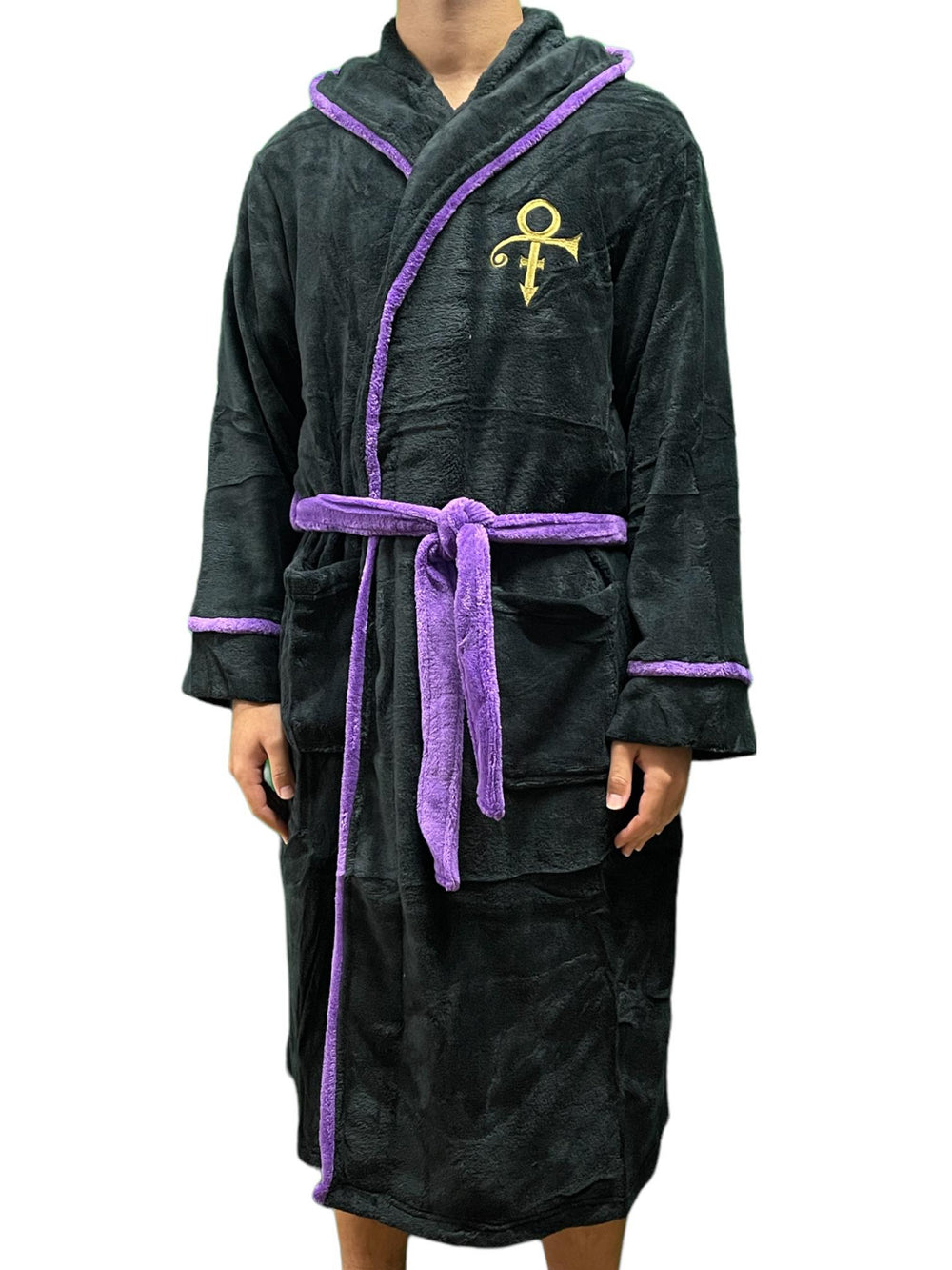 Prince – Unisex Official Doves Black & Purple Gold Embroidery Bath Robe /Dressing Gown NEW