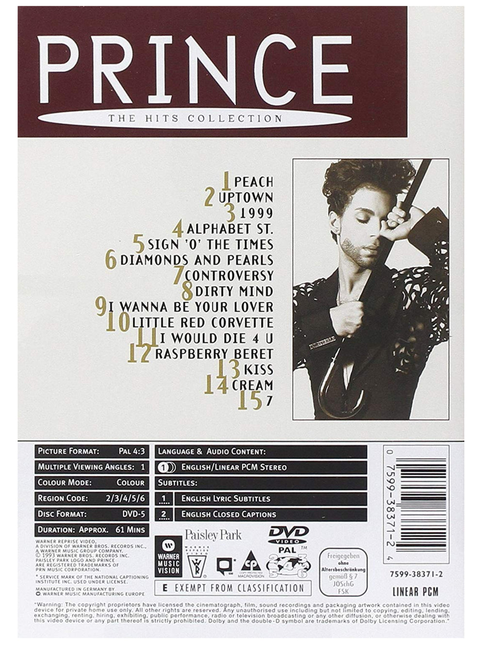 Prince –  The Hits Collection DVD PAL Format