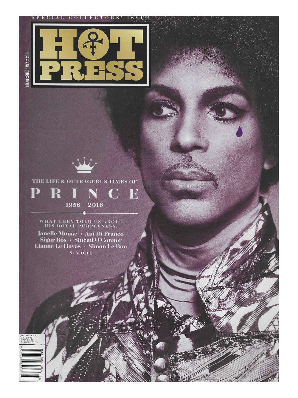 Prince – Hot Press Special Collectors Magazine May 2016 Cover & 12 Pages
