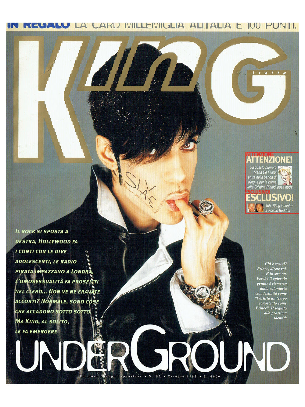 Prince – KinG Magazine October 1995 Prince Cover & 5 Page Article Italian Superb