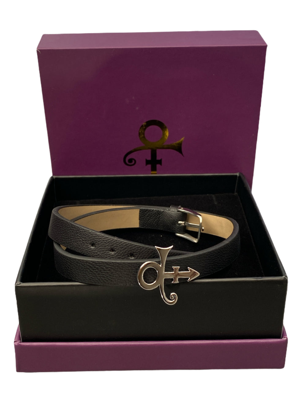 Prince – Official Estate Leather Bracelet Love Symbol Silver Plated Boxed