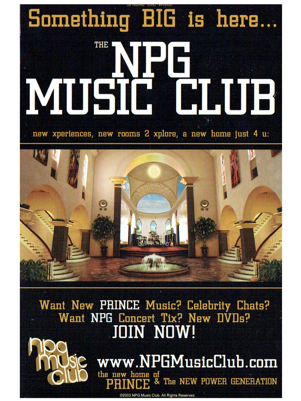 NPG Store Official Merchandise NPG Music Club A6 Leaflet Prince