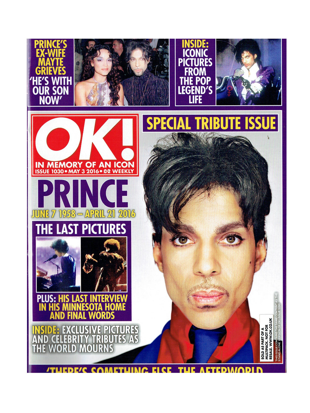 Prince – OK! Magazine Tribute Issue May 2016 Front Cover & 17 Page Article