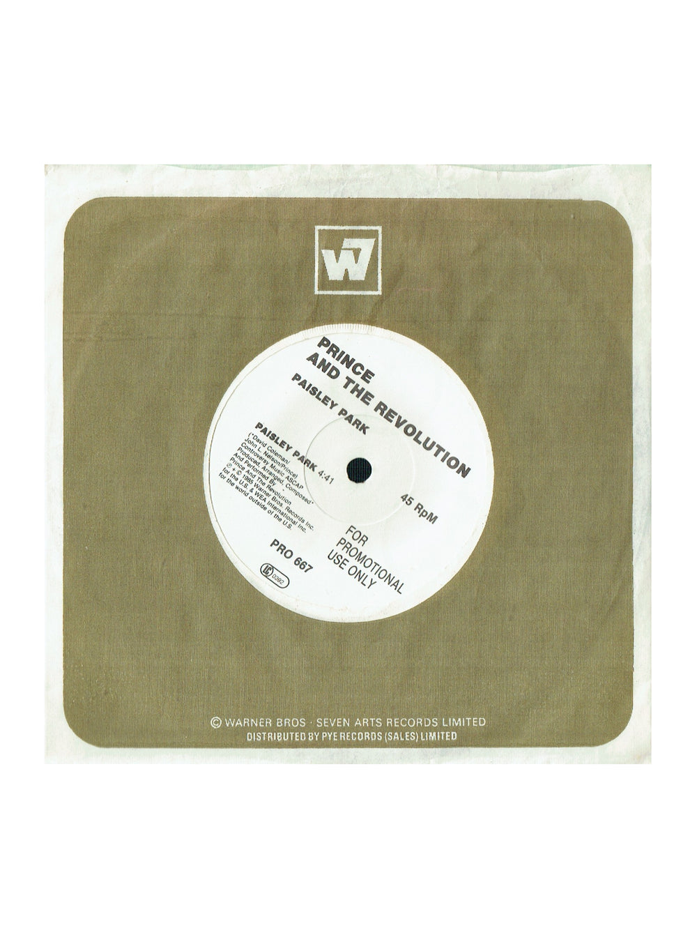 Prince – & The Revolution Paisley Park 7 Inch Vinyl Single 1985 PROMOTIONAL WHITE LABEL