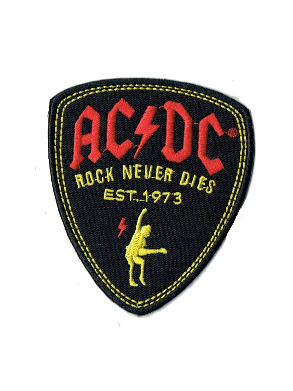 AC/DC Rock Never Dies Plectrum Shaped Official Woven Patch Brand New