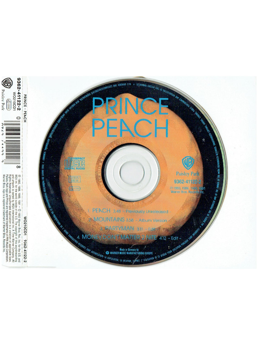 Prince Peach Part 2 Of A 2 CD Set UK CD Single 1993 Original 4 Tracks