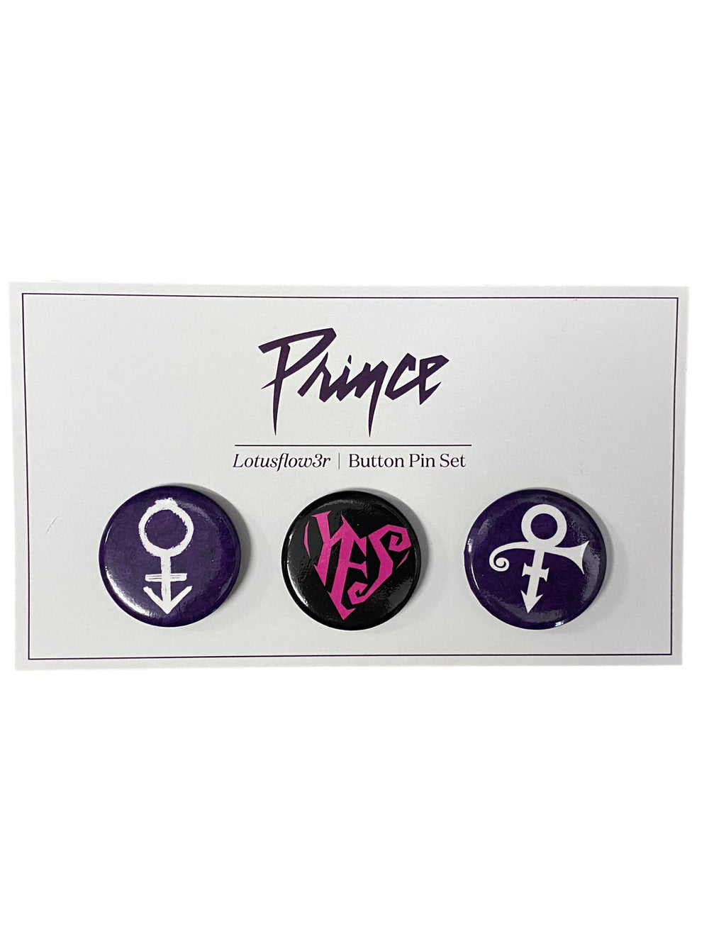 Prince – Official Estate Button  Badge Pack Brand New Love Symbol YES
