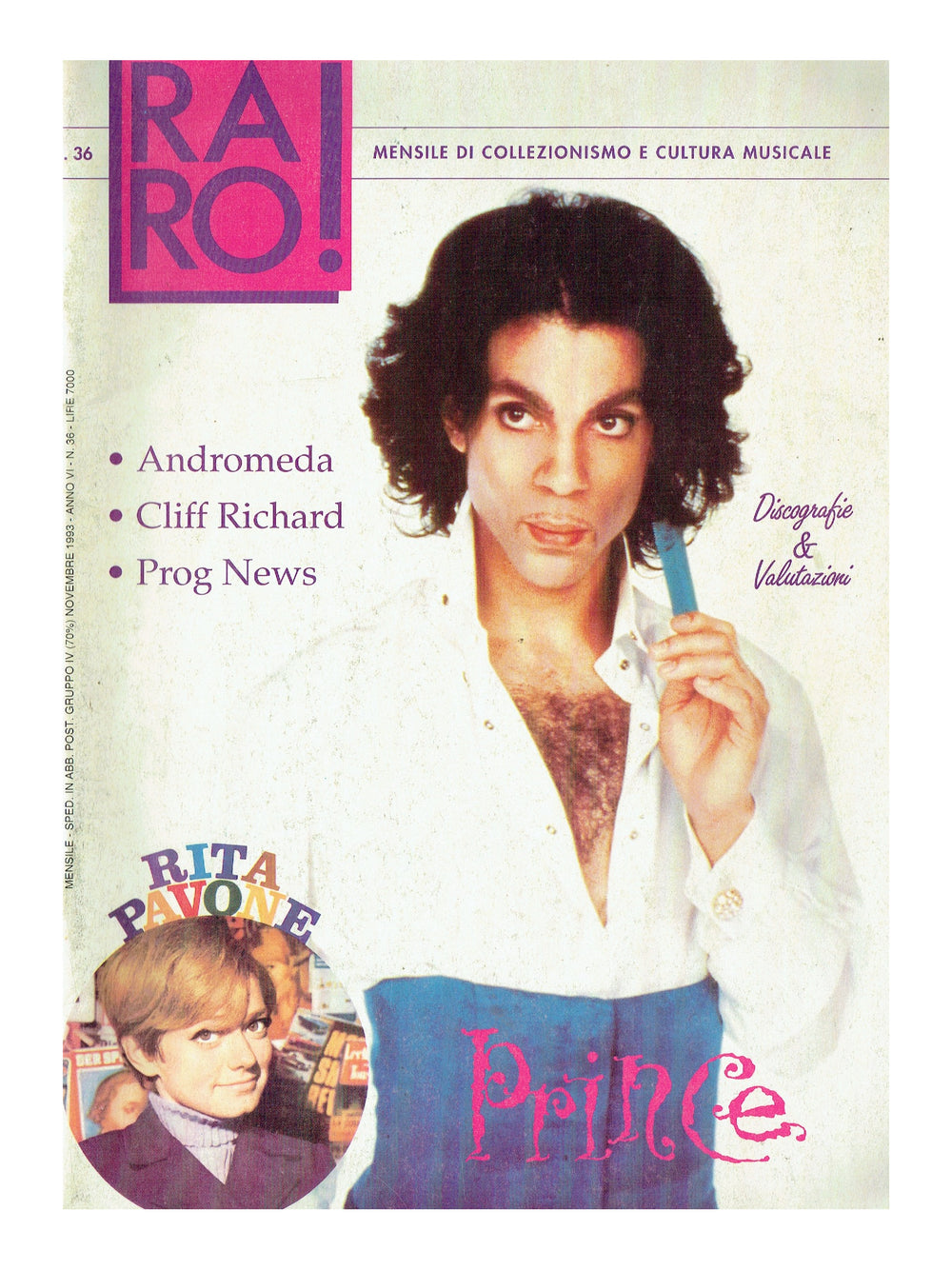 Prince – RARO! Magazine November 1993 Cover & 16 Page Discography Italian