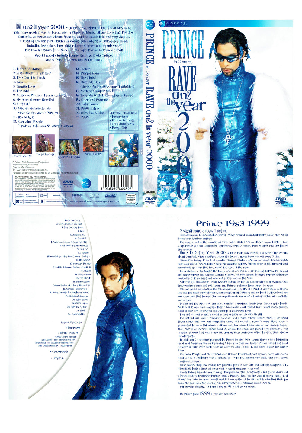 Prince Rave Un2 The Year 2000 DVD 23 Tracks & Special Features SW