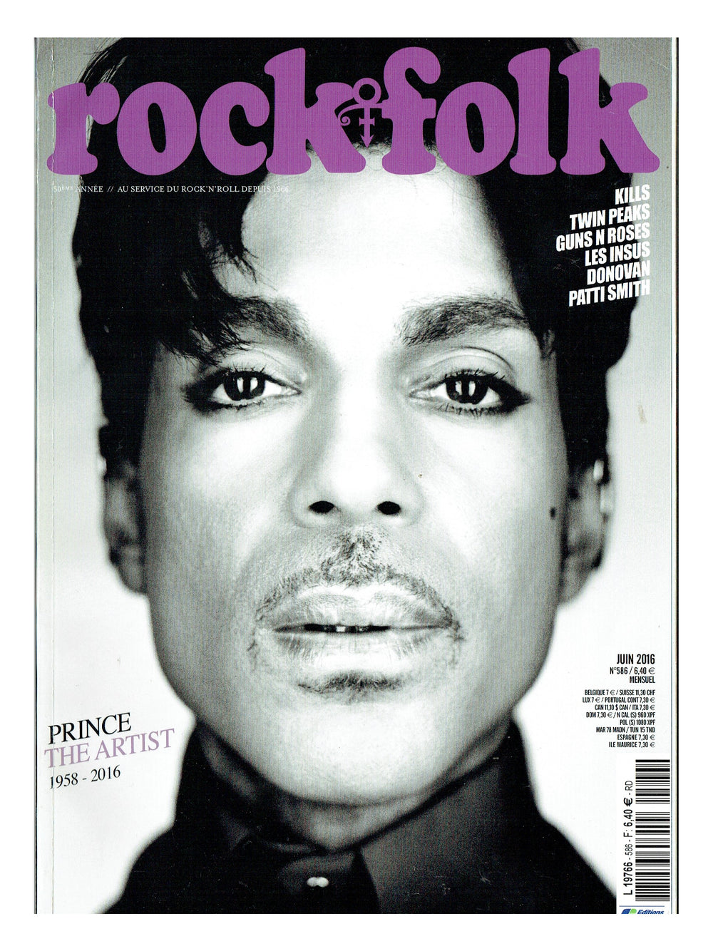 Prince – Rock & Folk French Magazine Front Cover & 16 Page Article June 2016