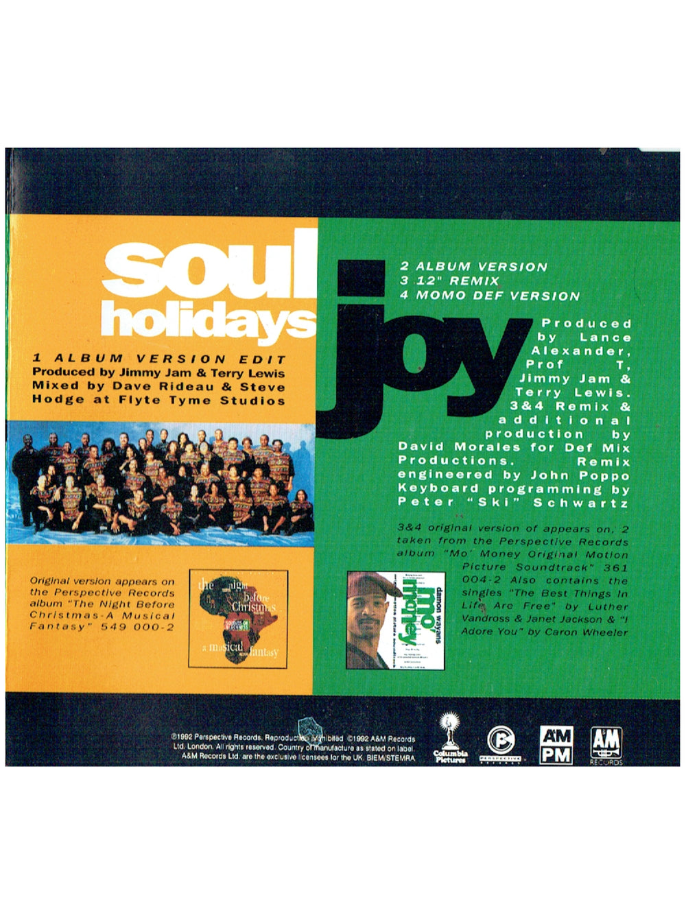 Prince – Sounds Of Blackness Soul Holidays & Joy CD Single 1992 UK Release Prince Jam & Lewis